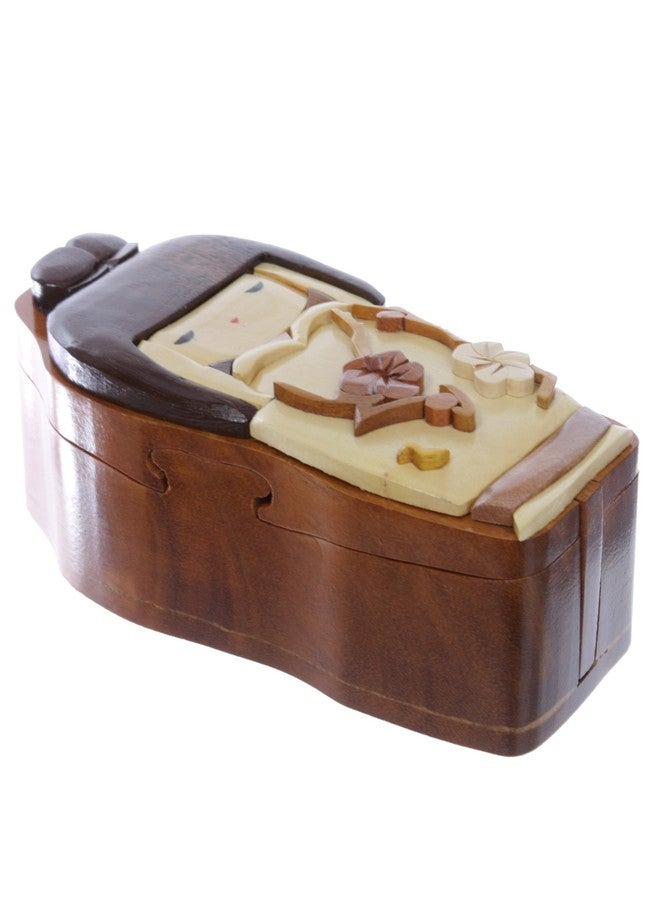Beltiscool Handcrafted Wooden Japanese Doll Secret Jewelry Puzzle Box - Doll - Image 2